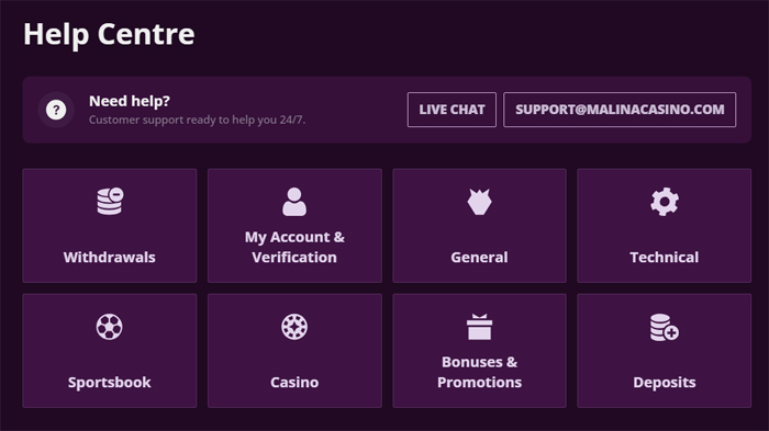 Malina-Casino-Support