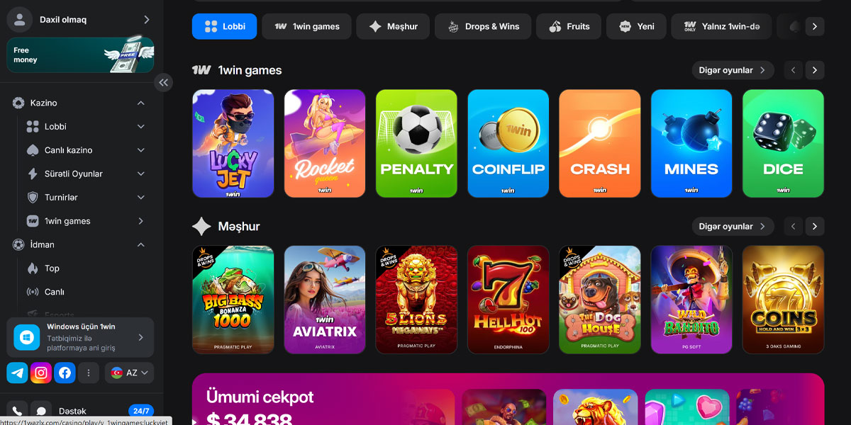 1Win Kazino Slot Oyunları