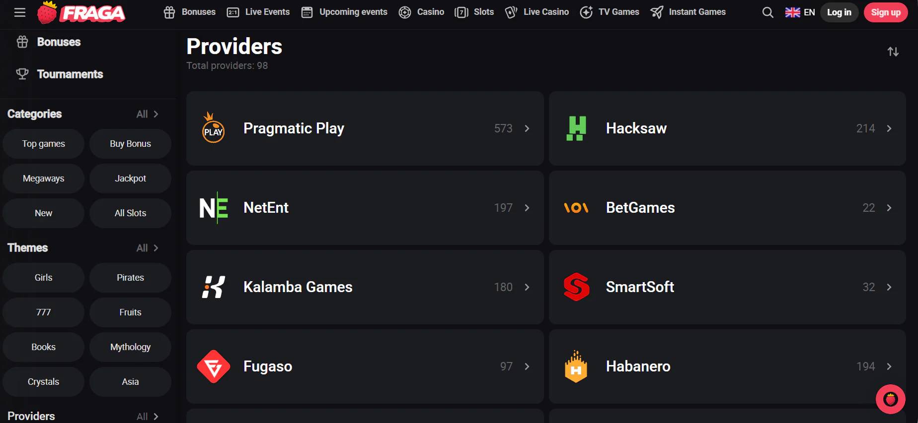 Fragabet Kazino Providers