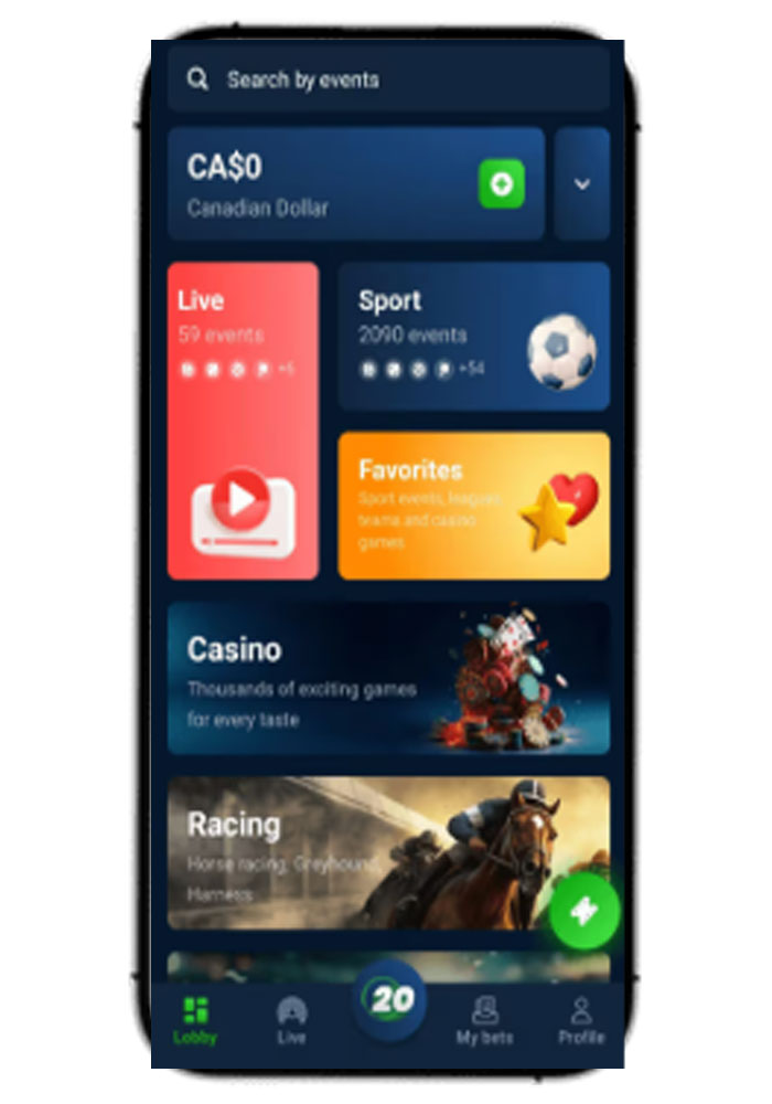 20Bet Kazino Mobile View