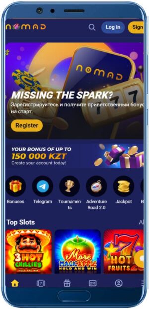 Nomad Kazino Mobile App Shot