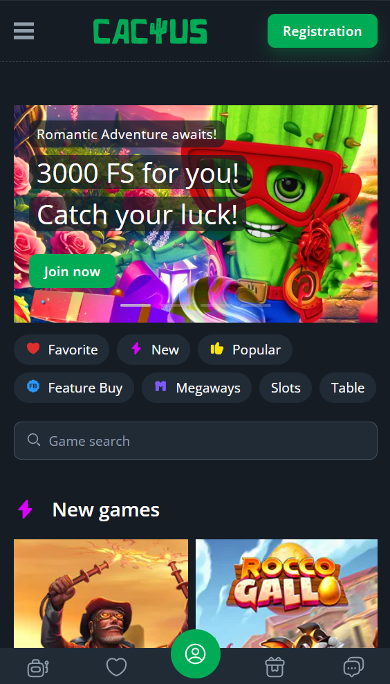 Cactus Casino Mobil Görünüş