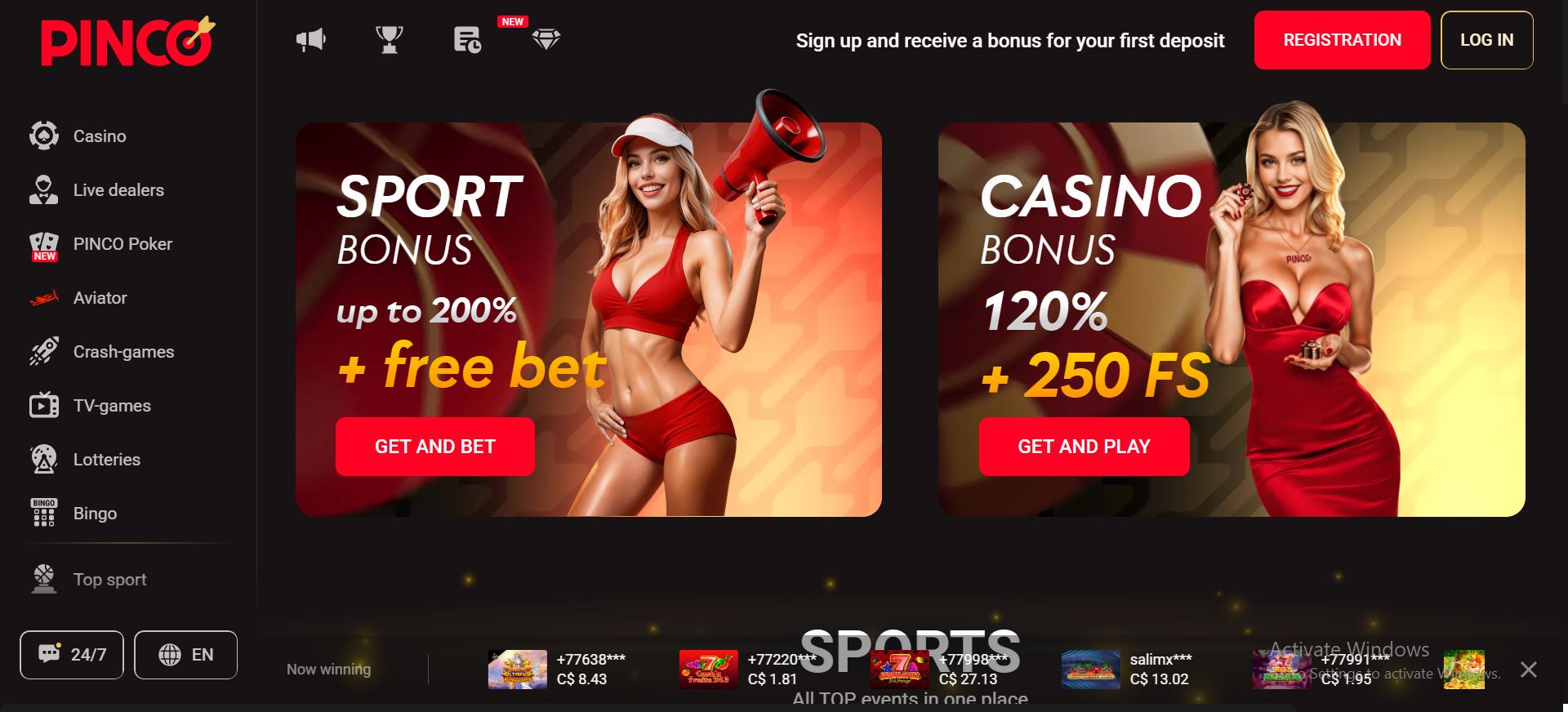 pinco-casino-home-page
